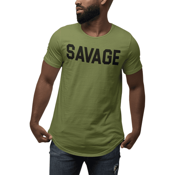 ShirtBANC SAVAGE Mens Dropcut Shirt Savagely Motivated Bold Attitude Design Tee