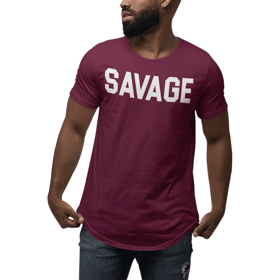 ShirtBANC SAVAGE Mens Dropcut Shirt Savagely Motivated Bold Attitude Design Tee