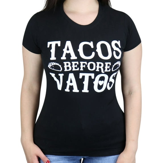 ShirtBANC Tacos Before Vatos Womens Shirt Funny Mexican Tee