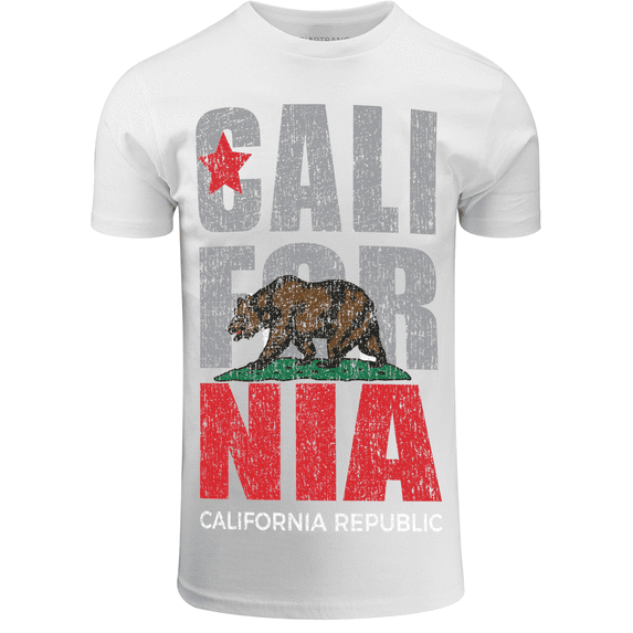 ShirtBANC Vintage California Republic Mens Shirt Faded Design State Bear Tee