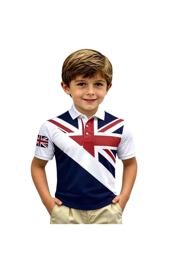 Shirts Casual Boy Uk National Day Print Comfort Breathable Blend Beach Clothes for Boy,Navy,9-10 Years