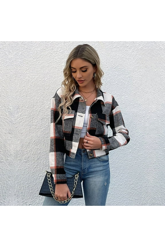 Shirts Collar Long Sleeve Jacket for Women Button down Oversized Blouses Tops with Pockets