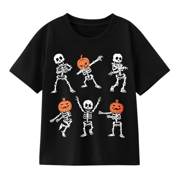 Shirts For Boys Halloween Kids Pumpkin Skeleton in The Tops