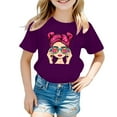 thumbnail image 1 of Shirts For Girls 5T Kid Girls Cute Print Graphic Round Neck Short Sleeve Tee Summer Casual T Shirt Tops Z1-Purple, 110, 1 of 4