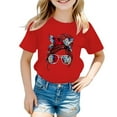 thumbnail image 1 of Shirts For Girls 5T Kid Girls Cute Print Graphic Round Neck Short Sleeve Tee Summer Casual T Shirt Tops Z10-Red, 150, 1 of 4