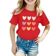 thumbnail image 1 of Shirts For Girls 5T Kid Girls Cute Print Graphic Round Neck Short Sleeve Tee Summer Casual T Shirt Tops Z2-Red, 110, 1 of 4