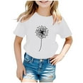 thumbnail image 1 of Shirts For Girls Kids Boys Girls Casual Dandelion Print Crew Neck Short Sleeve TShirt Top White Girls Summer Tops T-Shirts,2-3Y, 1 of 4