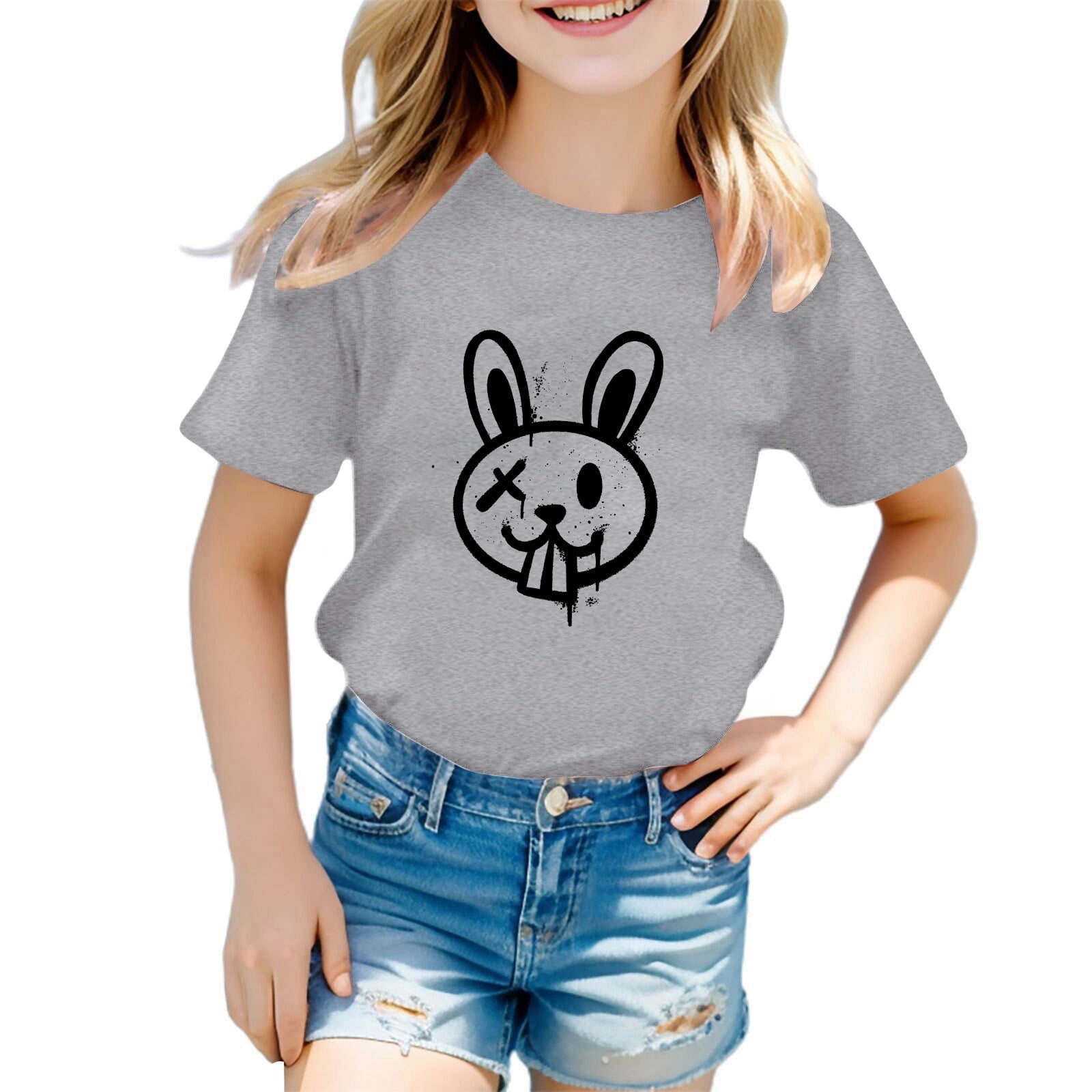 Shirts For Girls Toddler Easter Kids Cute Bunny Rabbit Graphic Short ...