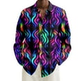 thumbnail image 1 of Shirts For Men Casual Plus Size Loose Full Carnival Digital Print Lapel Long Sleeve Button Down Blouses Loose Fall Tops Multicolour L, 1 of 4