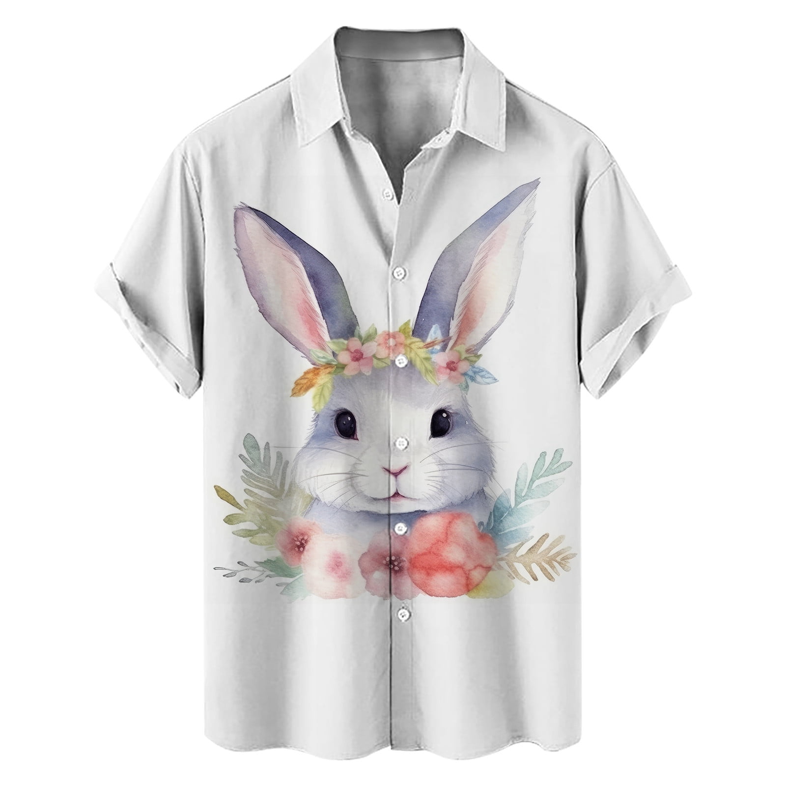 Shirts For Men Easter Rabbit And Egg Print Short Sleeve Male Casual ...