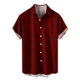 thumbnail image 1 of Shirts for Men Floral Print Short Sleeve Lapel Button Down Blouses Tropical Holiday Beach Casual Summer Tops Red XXXXL, 1 of 3