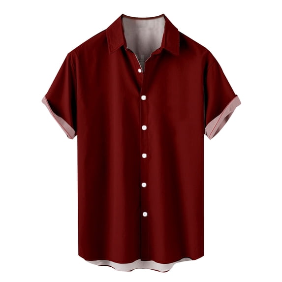 Shirts for Men Floral Print Short Sleeve Lapel Button Down Blouses Tropical Holiday Beach Casual Summer Tops Red XXXXL