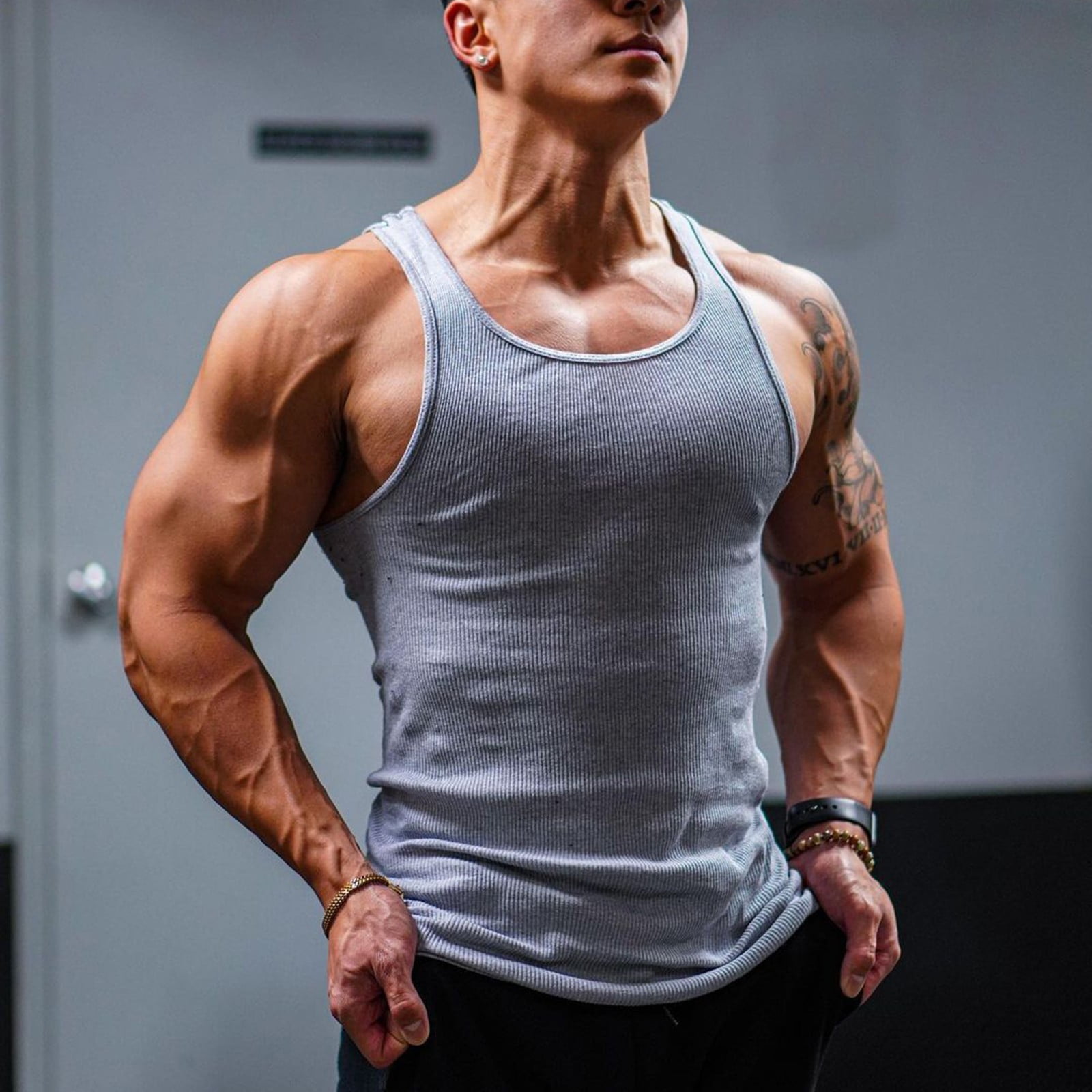 Shirts For Men Gym Bodybuilding Stringer Tank Top Workout Muscle Cut