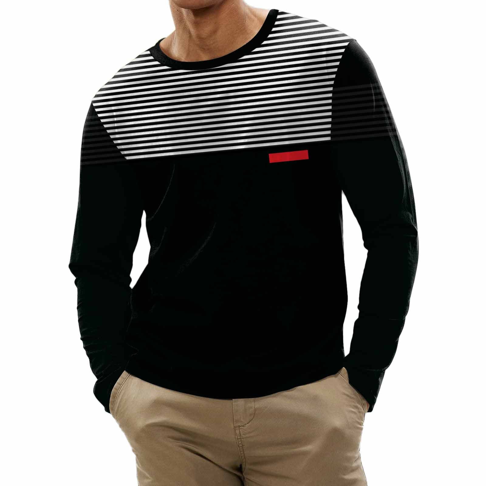 Long Sleeve Mens Fashion Casual Sports Striped Stitching