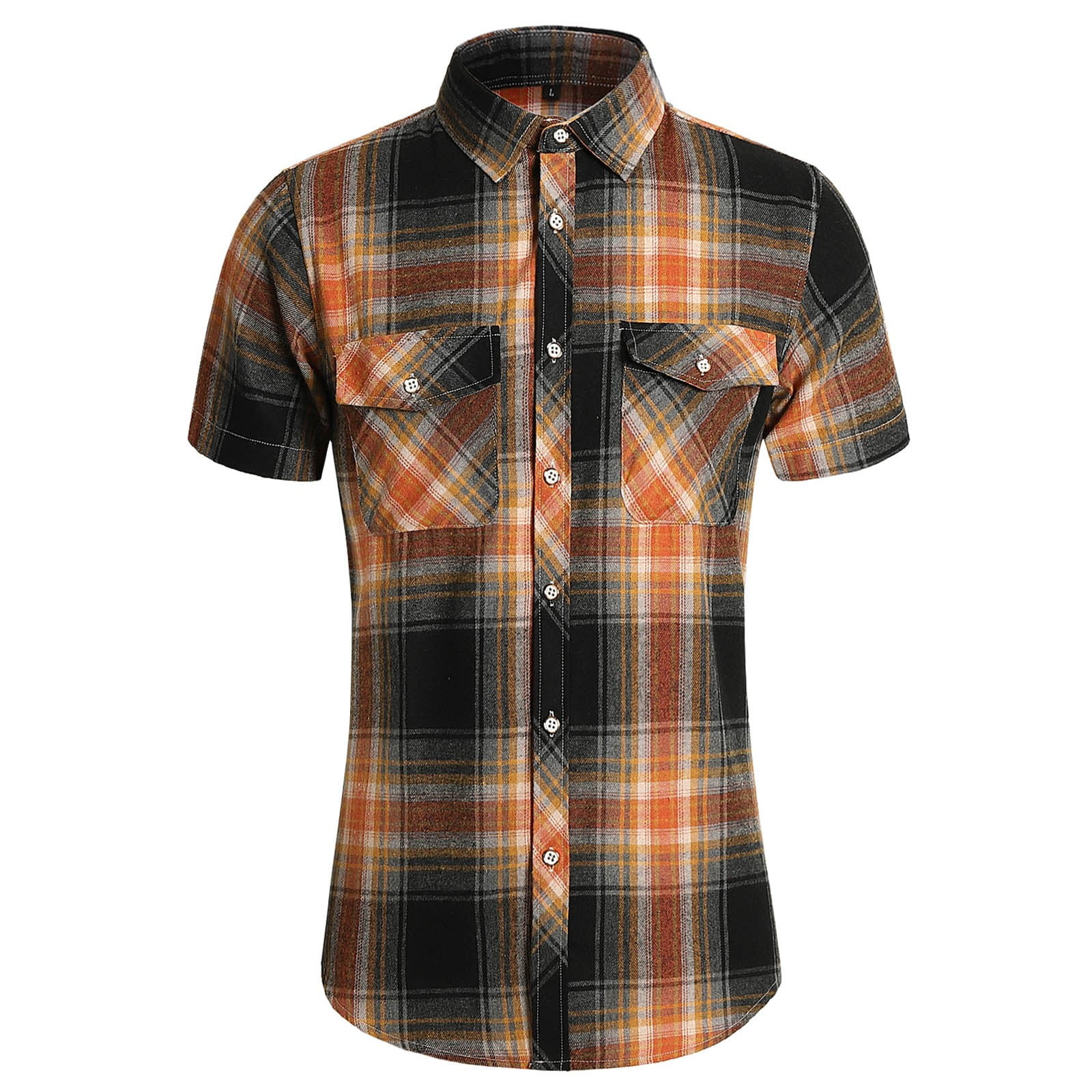 Shirts For Men Plaid Shirt Trend Large Size Young Handsome Short Sleeve  Shirt - Walmart.com