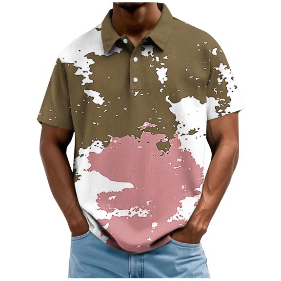 Shirts For Men Printed Short Sleeve Button Collar Casual Summer Golf Style Pullover Tops For Vacation Weekend Office Leisure Daily Wear And Travel
