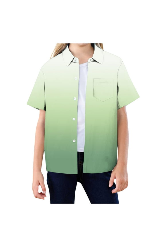 Shirts For Teens Girls Trendy Boys' School Uniform Short Sleeve Button-Down Oxford Shirt, Chest Pocket, Breathable Fabric Dress Shirt For Boys 14-16