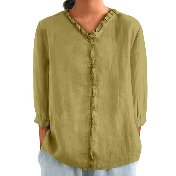 Shirts For Women Autumn Lapel Art Solid Color Round Neck Loose Pullover Top Casual Shirt T Shirt Womens Tops