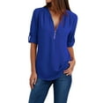 thumbnail image 1 of Shirts For Women Button Ladies Clothing Loose Shirt Chiffon Zipper Long Sleeves Plus Size Tops Long Sleeve Shirts For Women, 1 of 6