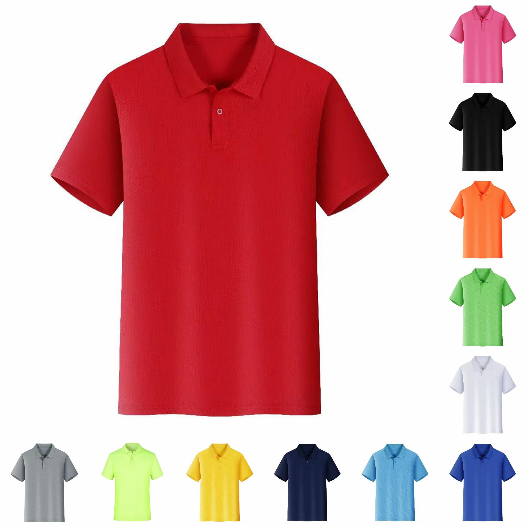 Red Foshon Shirts For Women Casual Button Down Solid Color Lapel Shirt Short ...