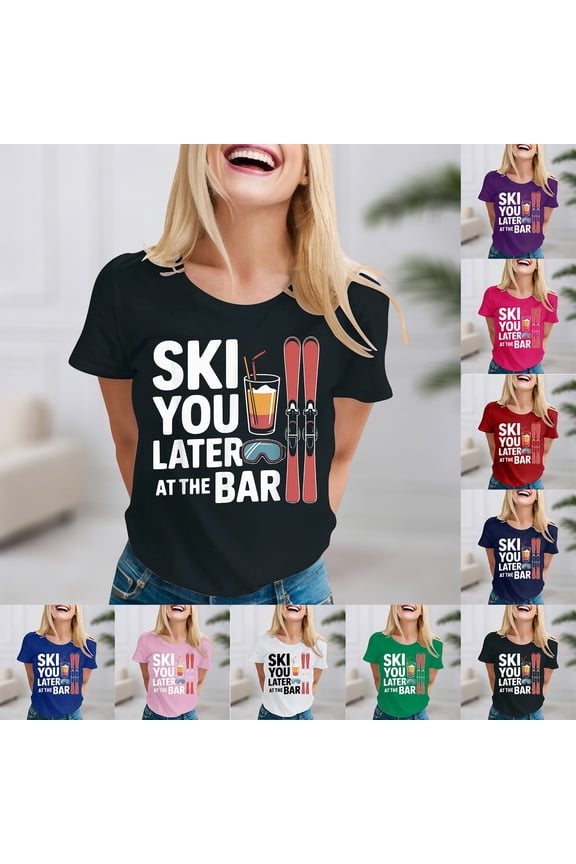 Shirts For Women Casual Short Sleeve T Shirt Round Neck Printed Blouse Top Fashion Trendy Clothes