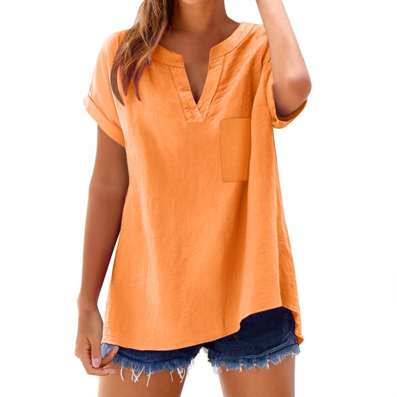 Shirts For Women Fashion Casual V Neck Short Sleeve Top T Shirt Womens Tops