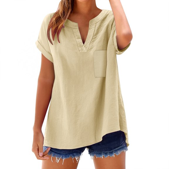 Shirts For Women Fashion Casual V Neck Short Sleeve Top T Shirt Womens Tops