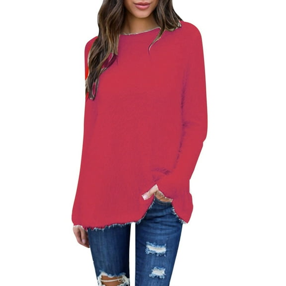 Shirts For Women Ladies' Solid Colour Long Sleeve Loose Stylish Plush Top Long Sleeve Shirts For Women