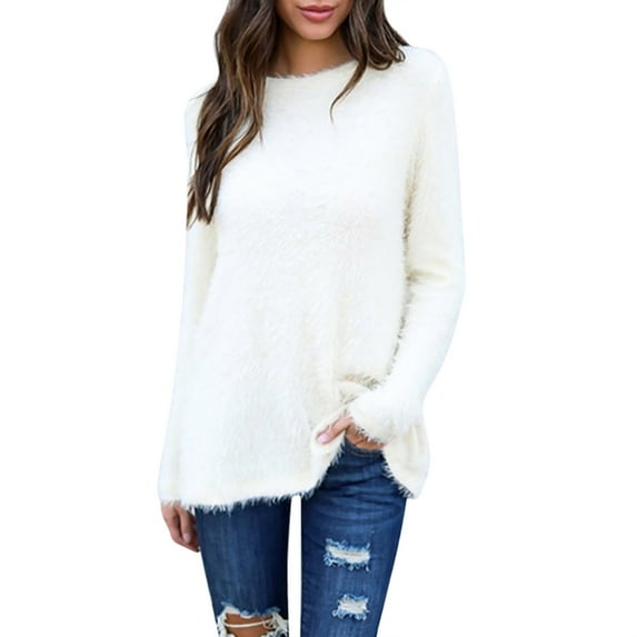 Shirts For Women Ladies' Solid Colour Long Sleeve Loose Stylish Plush Top Womens Tops