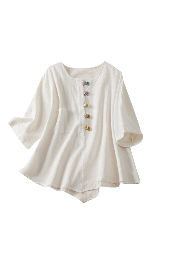 Shirts For Women Loose Fit Casual Blouse With Mid Length Sleeves Womens Tops