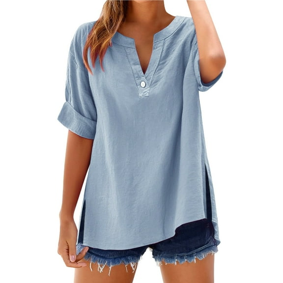 Shirts For Women Loose Shirt Top Stand Solid Color Sleeve Collar Casual Women's Shirt Women's Shirt Womens Tops