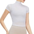 thumbnail image 1 of Shirts For Women Retro High Neck Yoga Smock Sports Fitness Mesh Sunscreen Yoga Wear White Loose Fit Basic Blouse L, 1 of 4