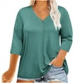 thumbnail image 1 of Shirts For Women Sevevn Women Plus Size V-Neck 3/4 Sleeve Casual T-Shirts Loose Basic Tunic Tees, 1 of 8