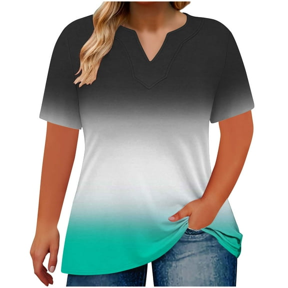 Shirts For Women Sevevn Women's V-Neck Printed Oversized Short Sleeves T-Shirt Top Womens Plus Size Tops