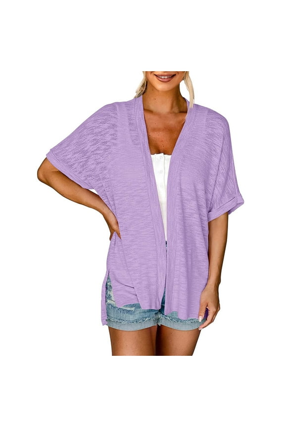 Shirts For Women Summer Lightweight Cardigan Short Sleeve Open Front Casual Loose Cover Tops Blouse Womens Tops