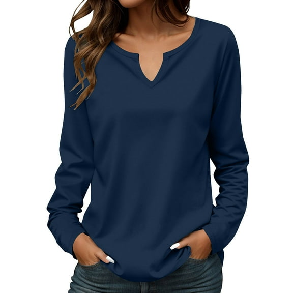 Shirts For Women Women Fashion Casual Long Sleeve Solid Color Tops Shirts Blouses Tops Womens Tops