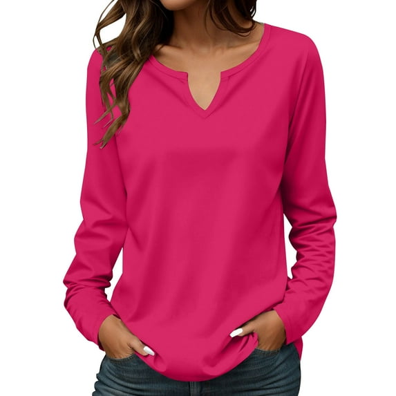 Shirts For Women Women Fashion Casual Long Sleeve Solid Color Tops Shirts Blouses Tops Womens Tops