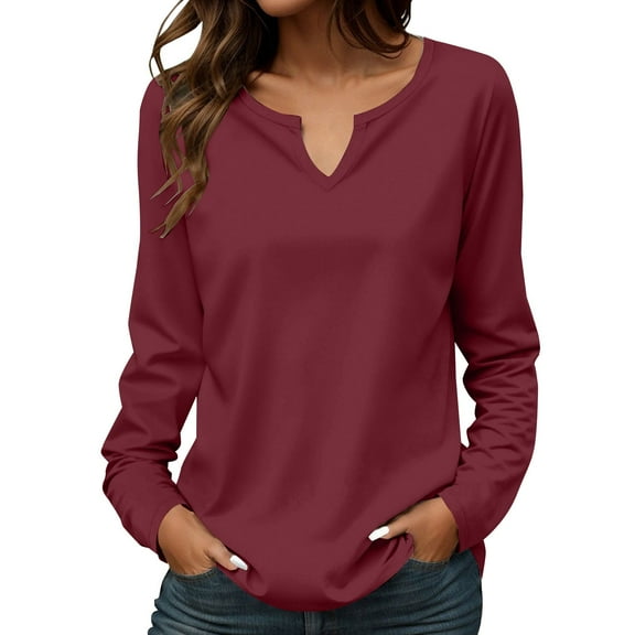 Shirts For Women Women Fashion Casual Long Sleeve Solid Color Tops Shirts Blouses Tops Womens Tops