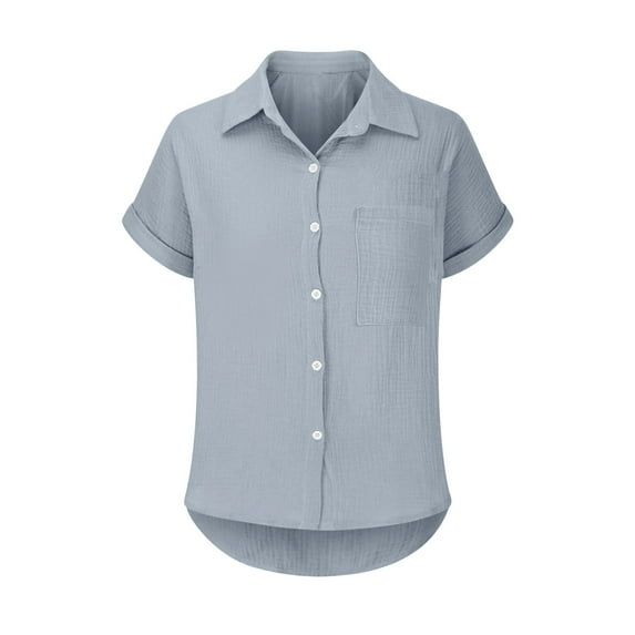 Shirts For Women Womens Blouses Casual Tops Batwing Sleeve Pocket Patched Shirt Casual Work T Shirts Double Layer Wrinkled Fabric Womens Tops