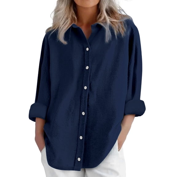Shirts For Women Womens Daily Casual Linen Shirts Long Sleeve Shirts Tops Casual Blouses Loose Fit Shirt Womens Tops