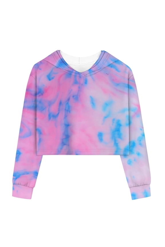 Shirts for Girls 10-12 Kids Girls Casual Loose Active Long Sleeves Hoodies Sweatshirts Hooded Short Pullover Tie Dye Teen Crop Tops Girls Tops , 8-9 Years