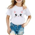 thumbnail image 1 of Shirts Girls Kid Leisure Graphic Round Neck Short Sleeve Tee Summer Casual Wear Girls Tops White 7 Years-8 Years, 1 of 5