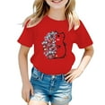 thumbnail image 1 of Shirts Girls Kid Leisure Graphic Round Neck Short Sleeve Tee Summer Outwear Girls' Tops, Tees Red 5 Years-6 Years, 1 of 5