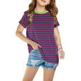 thumbnail image 1 of Shirts For Kids Short Sleeve Graphic T-Shirt Round Neck Crop Top For 3-14 Years Girls And Boy T-Shirt Tee Long Night Shirts For Ladies Breton Stripe Top Fashion Plus Size Shirts, 1 of 4