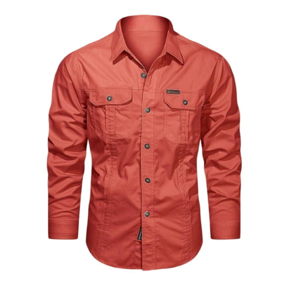 Shirts for Men,Long Sleeve Shirt Solid Color Shirt Autumn Button Down everyday wear Casual Casual Shirt for Outdoor,Big And Tall Shirts for Men,3XL,Red