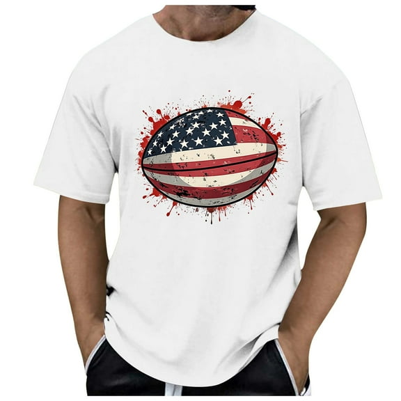 Shirts for Men Men's Fashion Rugby Print Short Breathable And Comfortable T Shirt Men Clothes Summer Fashion Tops Fitted Shirt Pack of Long Sleeve T Fitted Long Sleeve Tops White XL