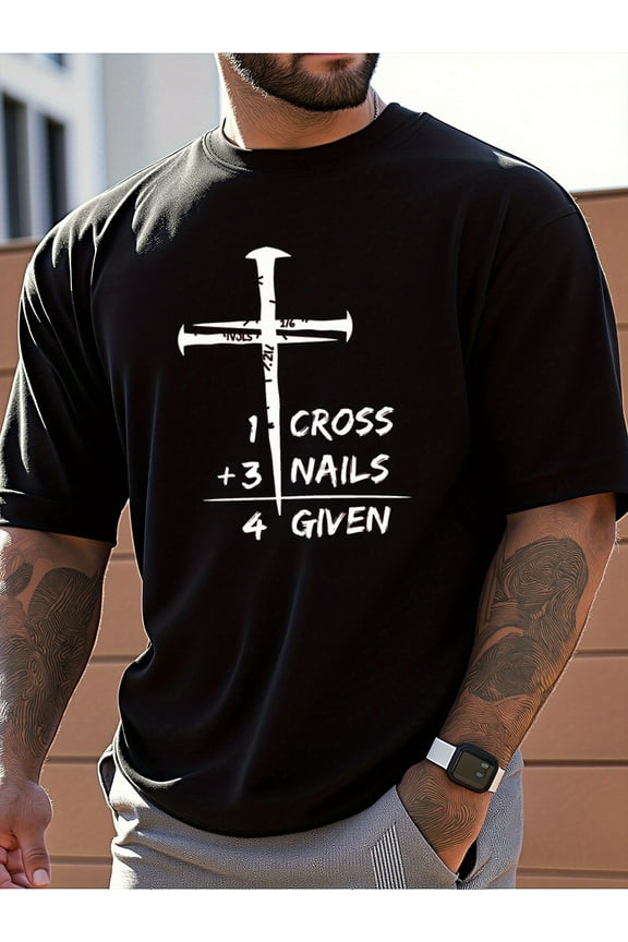 Shirts for Men, Suits for Men, Christian Faith Graphic T-Shirt,Men'S Casual Short Sleeve Tee, Loose Fit, Comfortable Wear, Spring/Summer, Religious Gift, Suitable for Daily And Outdoor Wear in Summer