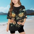 thumbnail image 1 of Shirts for Teens Girls Aesthetic Round Neck Tshirt for Boys Short Sleeve Shirts for Kids Floral Print Shirt for Girls 10-12 Blouse for Girls Size 14-16 New & Trending, 1 of 9