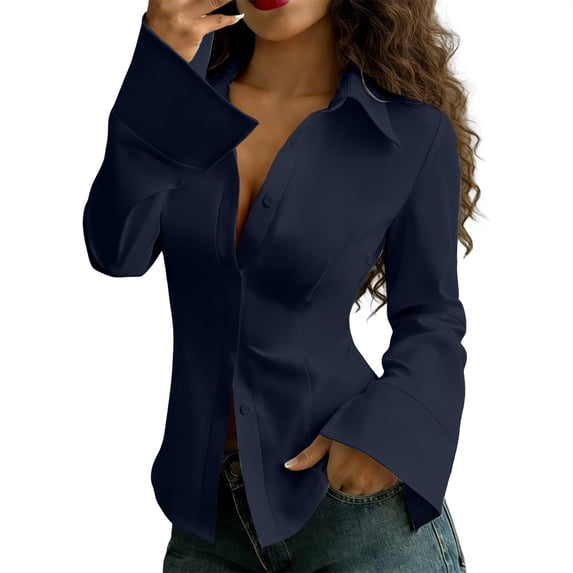 Shirts Tops for Women Slim Fit Button Down Long Sleeve Casual Daily Commute Tank Top