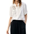 thumbnail image 1 of Shirts Tops for Women Solid Color V Neck Embroidered Casual Tank Top, 1 of 5